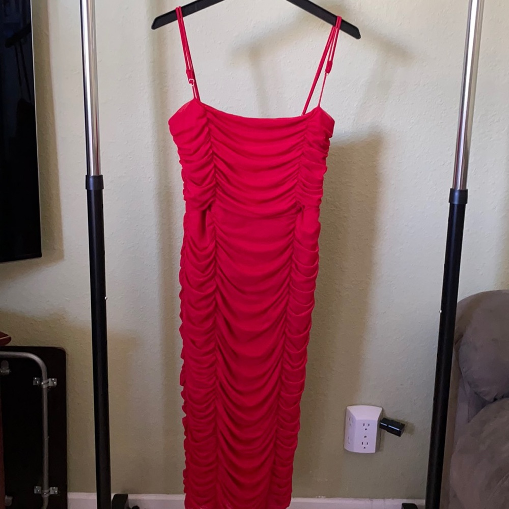 Red Ruched Dress